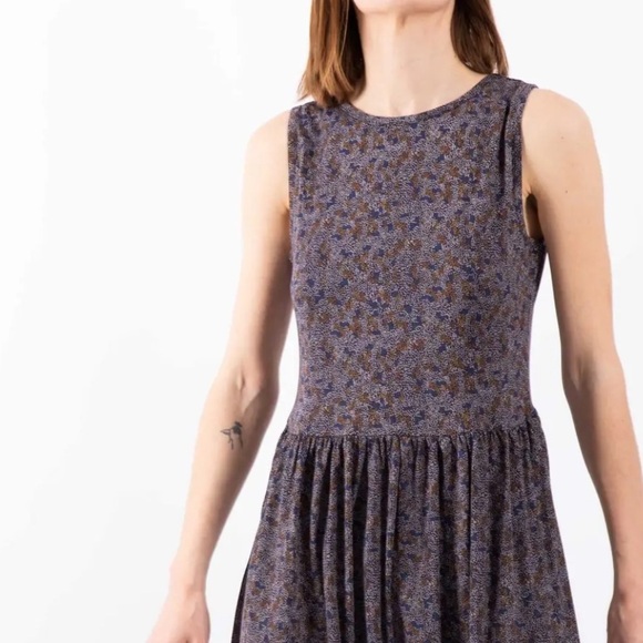 Sessun Sleeveless Abstract Blue Micro Dot Pattern Lightweight Midi Dress Size XS - Picture 16 of 16